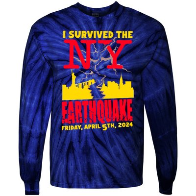 I Survived The Nyc Earthquake 2024 Tie-Dye Long Sleeve Shirt