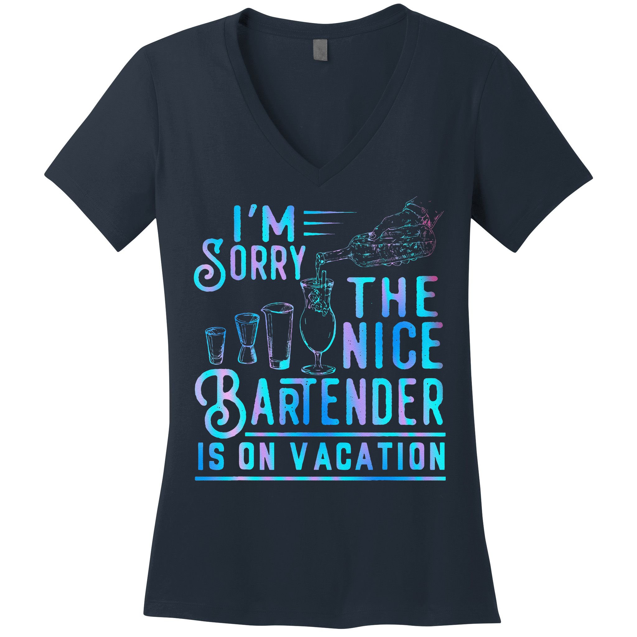 IM Sorry The Nice Bartender Is On Vacation Funny Women's V-Neck T-Shirt