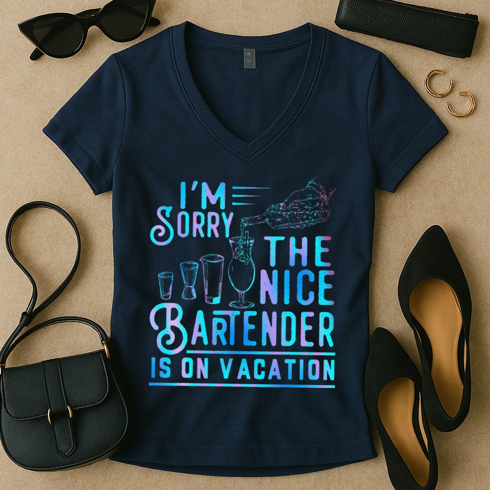 IM Sorry The Nice Bartender Is On Vacation Funny Women's V-Neck T-Shirt