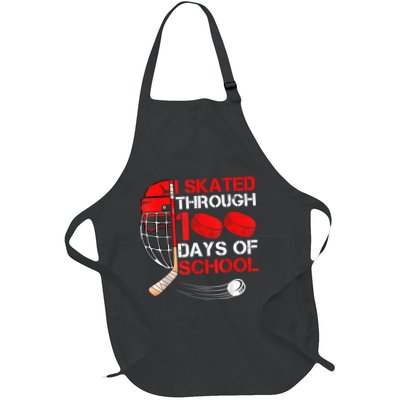 I Skated Through 100 Days Of School Ice Hockey Fan 100th Day Full-Length Apron With Pockets