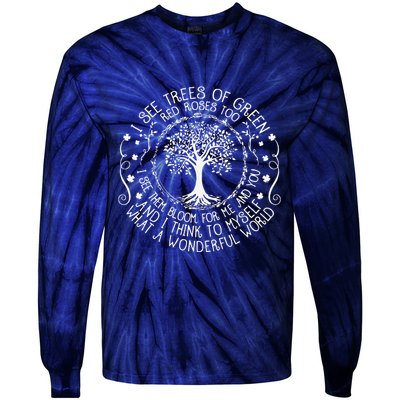 I See Trees Green Red Roses Wonderful World Earth Day Nature Tie-Dye Long Sleeve Shirt
