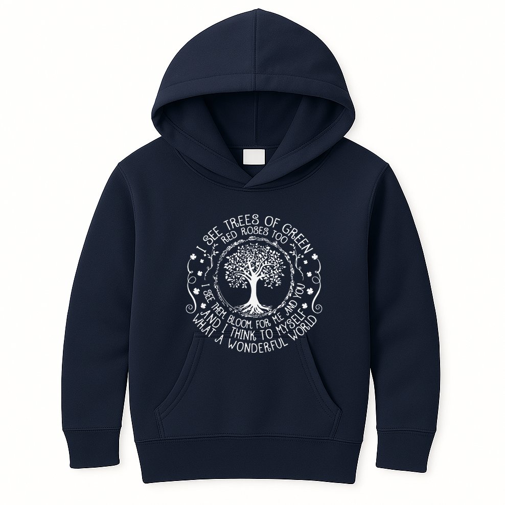 I See Trees Green Red Roses Wonderful World Earth Day Nature Kids Hoodie