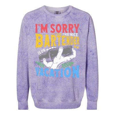 IM Sorry The Nice Bartender Is On Vacation Funny Bartending Colorblast Crewneck Sweatshirt