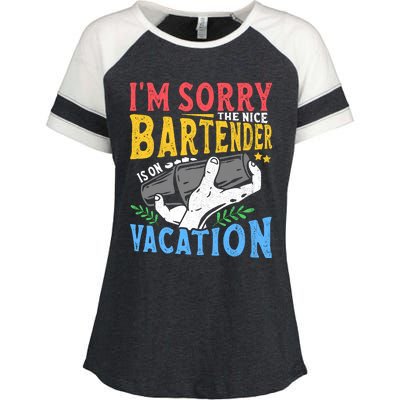 IM Sorry The Nice Bartender Is On Vacation Funny Bartending Enza Ladies Jersey Colorblock Tee