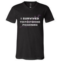 I Survived Testosterone Poisoning V-Neck T-Shirt