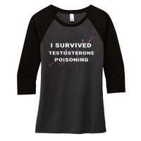 I Survived Testosterone Poisoning Women's Tri-Blend 3/4-Sleeve Raglan Shirt