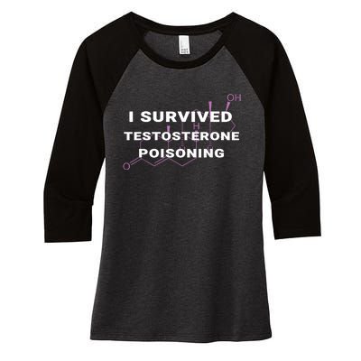 I Survived Testosterone Poisoning Women's Tri-Blend 3/4-Sleeve Raglan Shirt