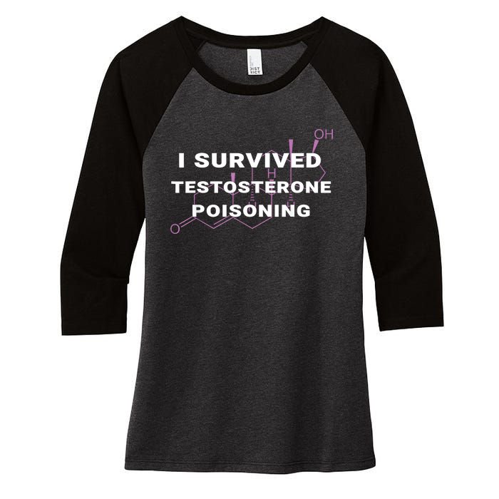 I Survived Testosterone Poisoning Women's Tri-Blend 3/4-Sleeve Raglan Shirt