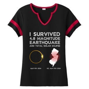 I Survived The Nj Earthquake And The Total Solar Eclipse Ladies Halftime Notch Neck Tee