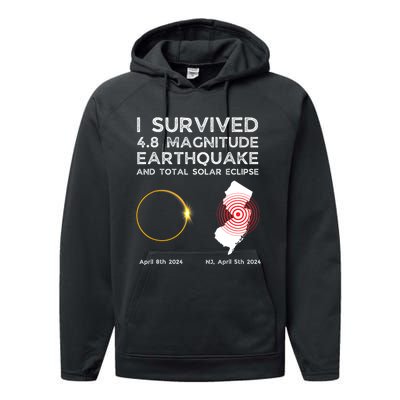 I Survived The Nj Earthquake And The Total Solar Eclipse Performance Fleece Hoodie