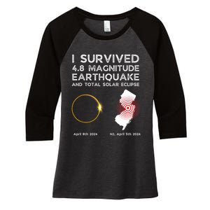 I Survived The Nj Earthquake And The Total Solar Eclipse Women's Tri-Blend 3/4-Sleeve Raglan Shirt