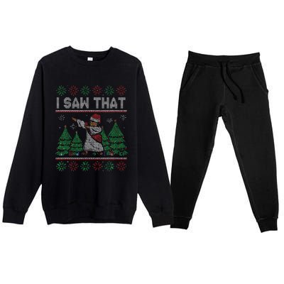 I Saw That Jesus Love Christ Funny Ugly Christmas Jesus Premium Crewneck Sweatsuit Set