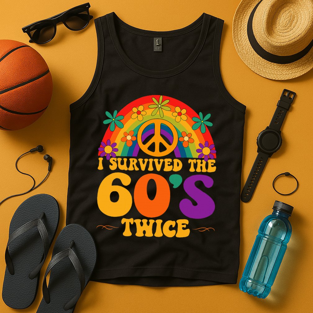 I Survived The 60s Twice Sixties 70th 70s Year Old Birthday Tank Top