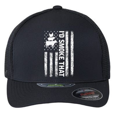 Id Smoke That Smoker Dad Gift Funny Barbecue Retro Grilling Flexfit Unipanel Trucker Cap