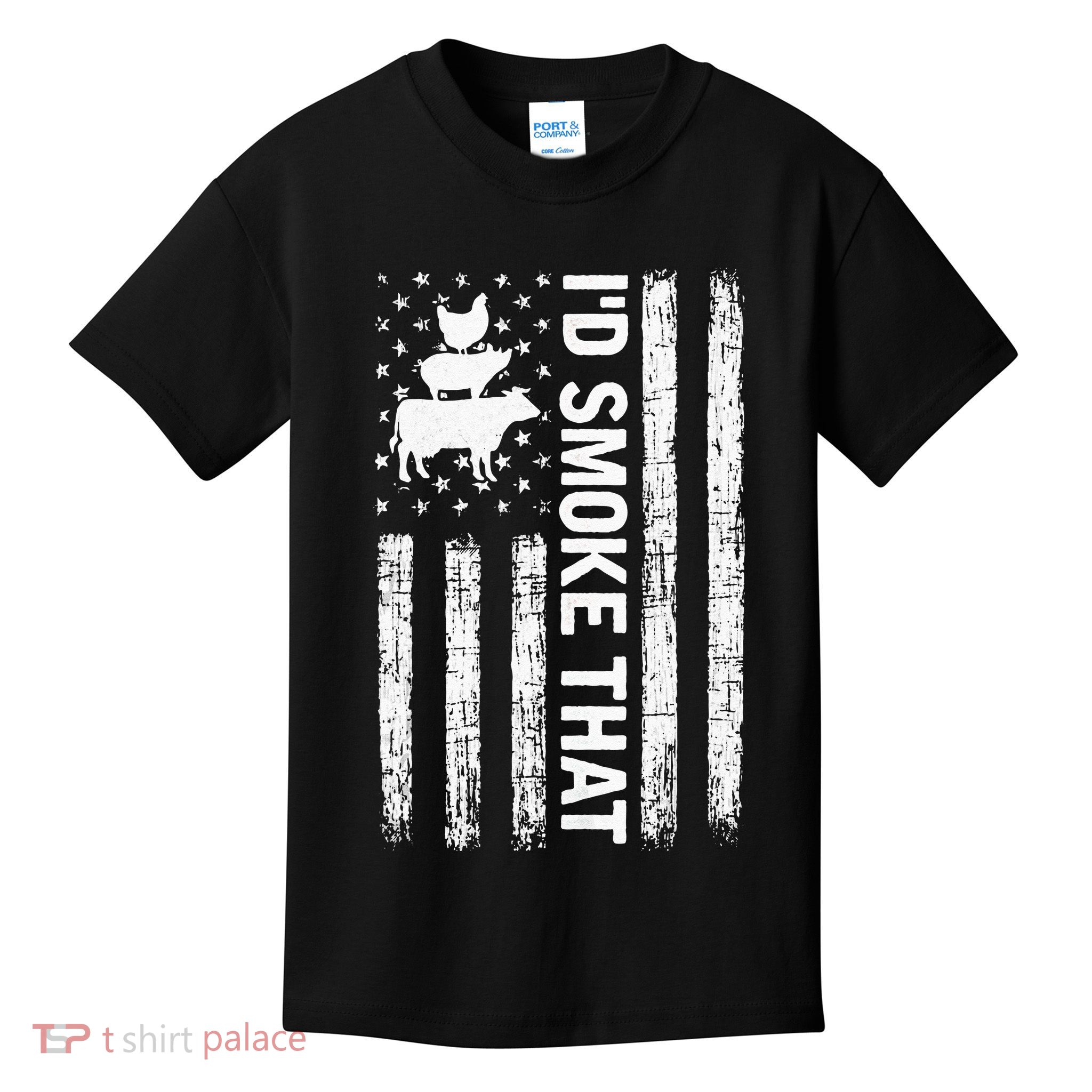 Id Smoke That Smoker Dad Gift Funny Barbecue Retro Grilling Kids T-Shirt