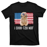 I Shih Tzu Not American Flag Dog Lover Owner Shih Tzu Funny T-Shirt