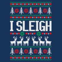 I Sleigh Ugly Christmas Sweater 7 Panel Mesh Trucker Snapback Hat