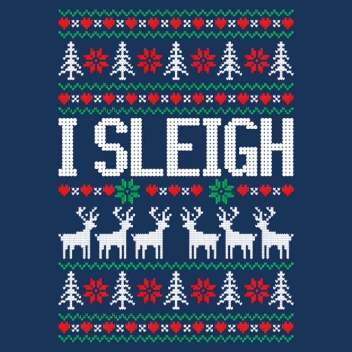 I Sleigh Ugly Christmas Sweater 7 Panel Mesh Trucker Snapback Hat