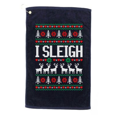 I Sleigh Ugly Christmas Sweater Golf Towel