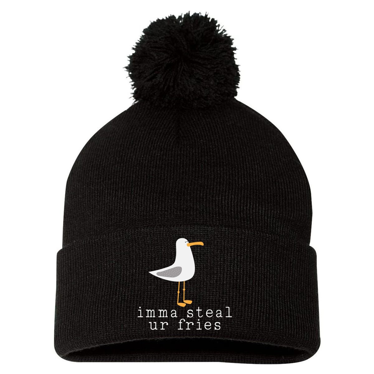 Imma Steal Ur Fries Pom Pom 12in Knit Beanie