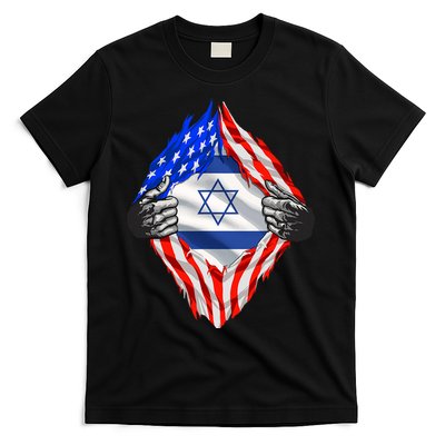 Israel Strong Usa Israel Flag American Israeli Roots Jewish T-Shirt