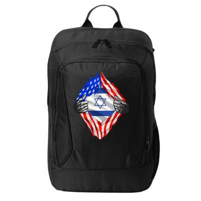 Israel Strong Usa Israel Flag American Israeli Roots Jewish City Backpack