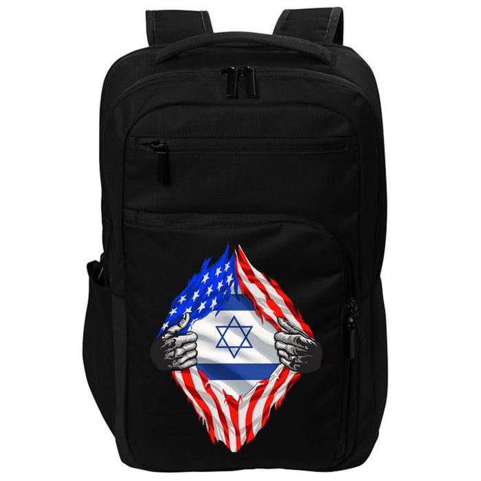 Israel Strong Usa Israel Flag American Israeli Roots Jewish Impact Tech Backpack