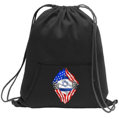 Israel Strong Usa Israel Flag American Israeli Roots Jewish Sweatshirt Cinch Pack Bag