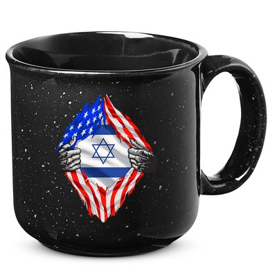 Israel Strong Usa Israel Flag American Israeli Roots Jewish 15oz Campfire Ceramic Mug