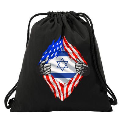 Israel Strong Usa Israel Flag American Israeli Roots Jewish Drawstring Bag