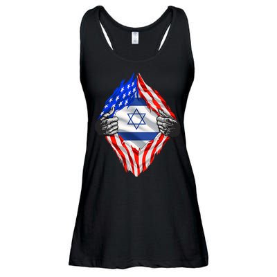 Israel Strong Usa Israel Flag American Israeli Roots Jewish Ladies Essential Flowy Tank