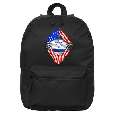 Israel Strong Usa Israel Flag American Israeli Roots Jewish 16 in Basic Backpack