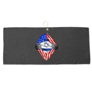 Israel Strong Usa Israel Flag American Israeli Roots Jewish Large Microfiber Waffle Golf Towel