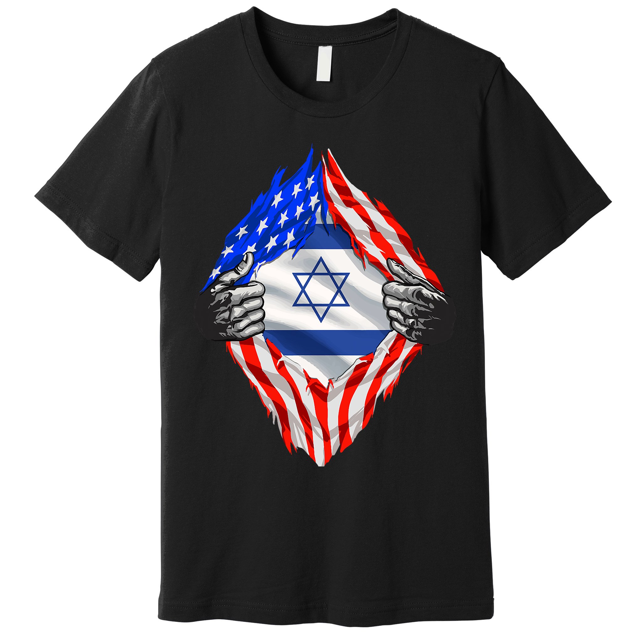 Israel Strong Usa Israel Flag American Israeli Roots Jewish Premium T-Shirt
