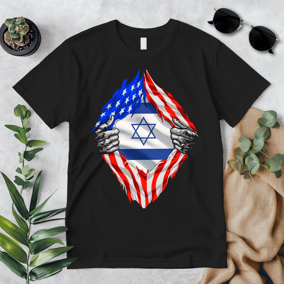 Israel Strong Usa Israel Flag American Israeli Roots Jewish Premium T-Shirt