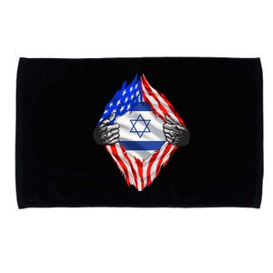 Israel Strong Usa Israel Flag American Israeli Roots Jewish Microfiber Hand Towel