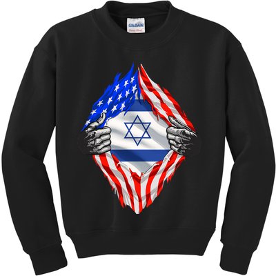 Israel Strong Usa Israel Flag American Israeli Roots Jewish Kids Sweatshirt