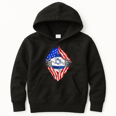 Israel Strong Usa Israel Flag American Israeli Roots Jewish Kids Hoodie