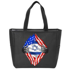 Israel Strong Usa Israel Flag American Israeli Roots Jewish Zip Tote Bag