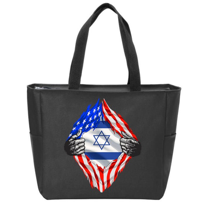 Israel Strong Usa Israel Flag American Israeli Roots Jewish Zip Tote Bag