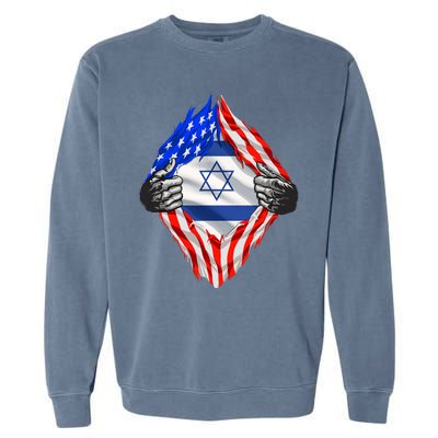 Israel Strong Usa Israel Flag American Israeli Roots Jewish Garment-Dyed Sweatshirt