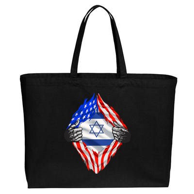 Israel Strong Usa Israel Flag American Israeli Roots Jewish Cotton Canvas Jumbo Tote