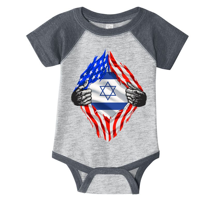 Israel Strong Usa Israel Flag American Israeli Roots Jewish Infant Baby Jersey Bodysuit
