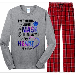 Im Smiling Under The Mask And Hugging You In My Heart Teacher Funny Gift Long Sleeve Pajama Set