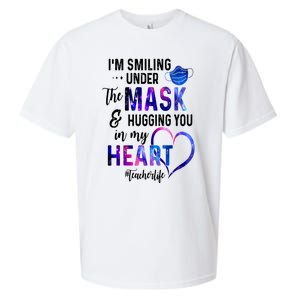 Im Smiling Under The Mask And Hugging You In My Heart Teacher Funny Gift Sueded Cloud Jersey T-Shirt