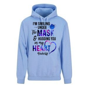 Im Smiling Under The Mask And Hugging You In My Heart Teacher Funny Gift Unisex Surf Hoodie