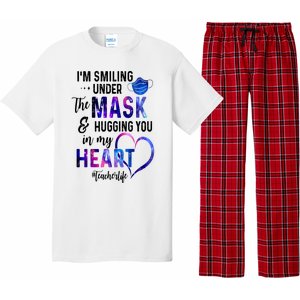 Im Smiling Under The Mask And Hugging You In My Heart Teacher Funny Gift Pajama Set