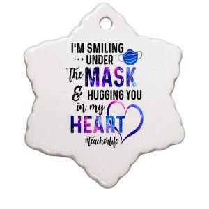 Im Smiling Under The Mask And Hugging You In My Heart Teacher Funny Gift Ceramic Star Ornament