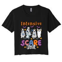Intensive Scare Unit Icu Boo Crew Funny Nicu Picu Nurse Tech Crop Top