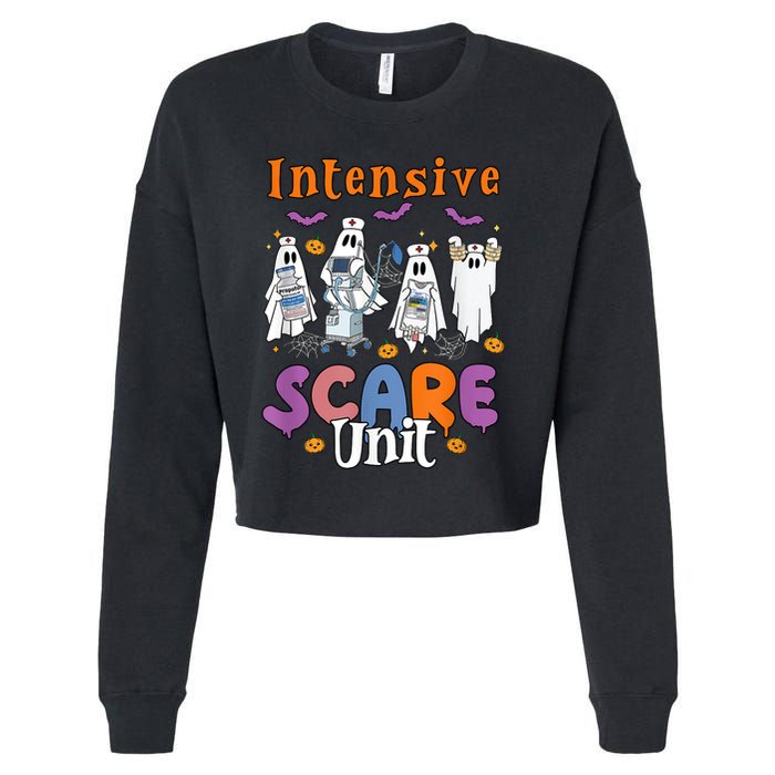 Intensive Scare Unit Icu Boo Crew Funny Nicu Picu Nurse Tech Cropped Pullover Crew